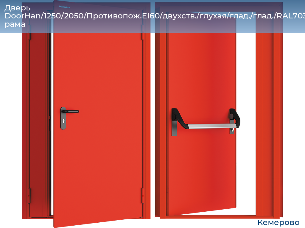 Дверь DoorHan/1250/2050/Противопож.EI60/двухств./глухая/глад./глад./RAL7035/лев./угл. рама, www.kemerovo.doorhan.ru