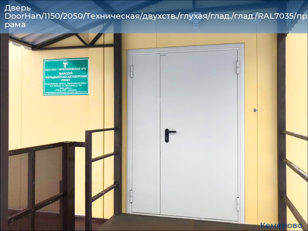 Дверь DoorHan/1150/2050/Техническая/двухств./глухая/глад./глад./RAL7035/прав./угл. рама, www.kemerovo.doorhan.ru
